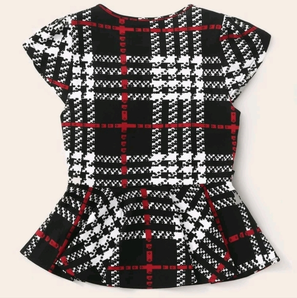 Women Plaid Tie waist Peplum Top - Picture 2 of 2
